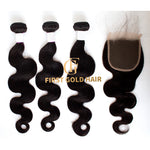 Body Wave Bundle Deal 3 Bundles With one 4*4 Closure 100%Virginhair Human Hair