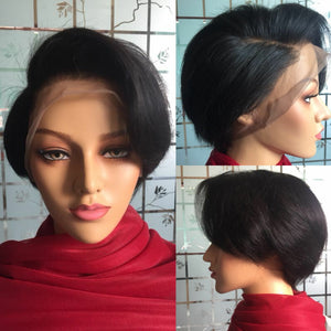 Pixie Wig lace short cut Wigs real Human Hair Wig