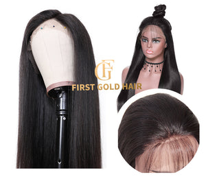 Natural Color Full  Front Lace 13x4  Straight Wigs 10-30 Inch Human Hair Wig