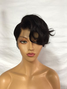 Women Short Pixie Cut Deep Wave Wigs With Bangs Brazilian Human Hair Wig No  Lace