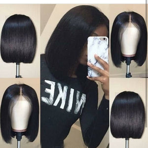 Natural Color Full Front Lace Wig 13x4 BoB Straight Wigs 10-14 Inch Human Hair Wig